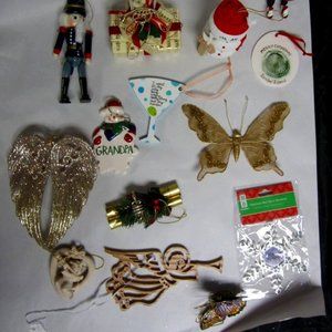 VTG 80'S & 90'S ASSORTMENT OF ORNAMENTS CHRISTMAS & ALL YEAR ROUND SET OF 14